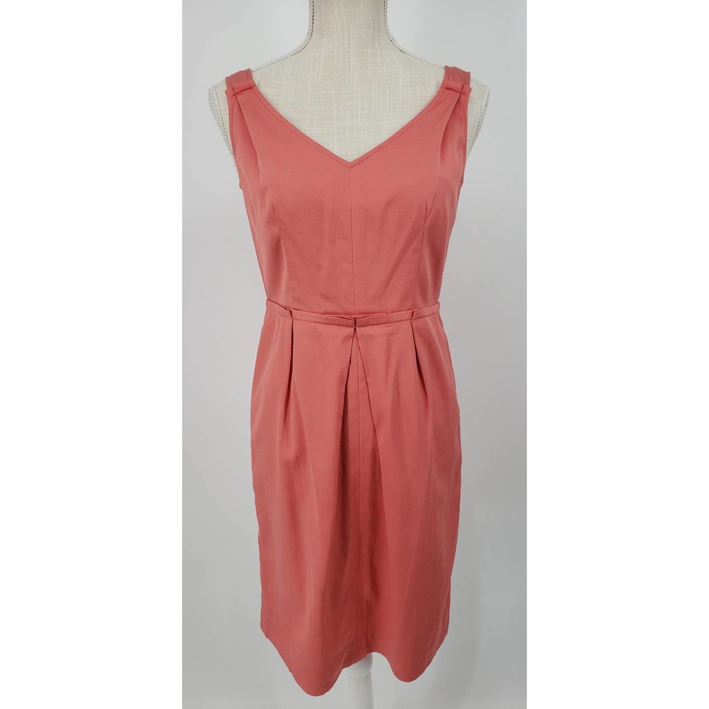 Talbots Sheath Dress 2P Sleeveless Pleated Front V Neck Knee Length Cocktail